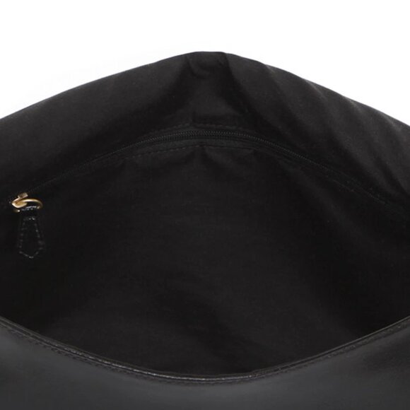 NEW Loeuvre Sac de Jardin Large Black and Gold Patent Real Leather Shoulder Bag - Picture 6 of 16